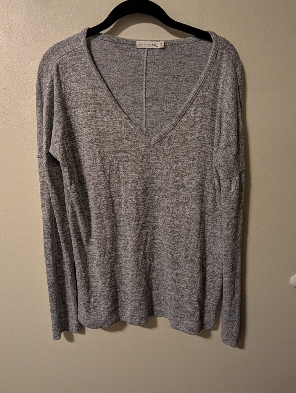 rag & bone Heather Gray V-Neck Long Sleeve Top Small